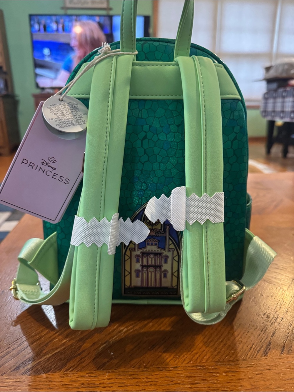 Loungefly Green Tiana Stained-Glass Mini Backpack - Picture 3 of 4